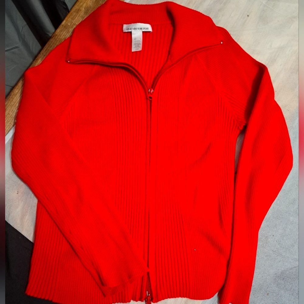 Jones New York Mock Neck Zip up Sweater.